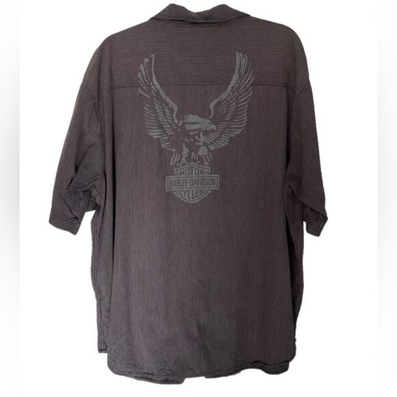 Harley Davidson Mens Cotton Button Front Back Eagle Logo Shirt Size 2XL - Picture 1 of 13